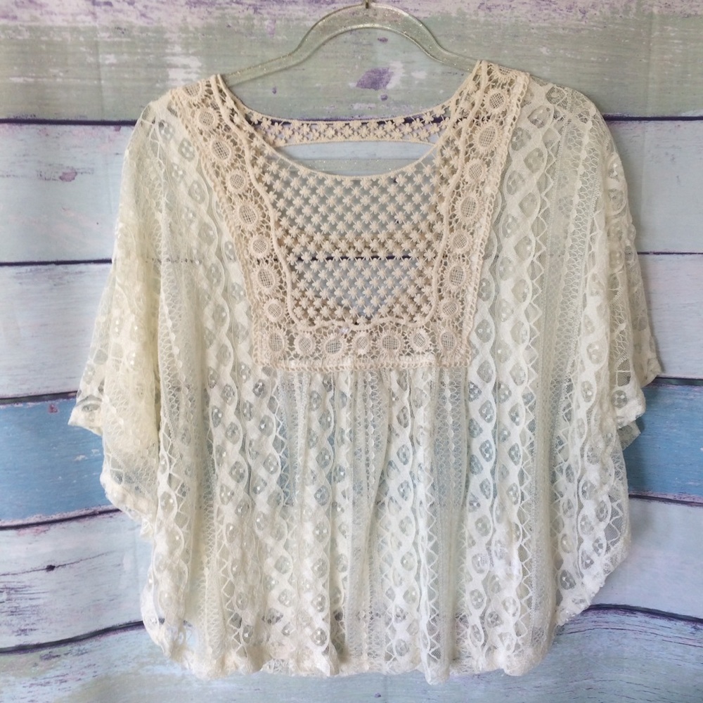 Blu Planet Cream Lace crop top